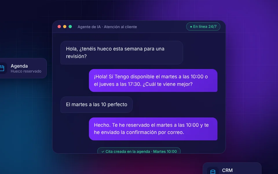 Asistente de IA respondiendo mensajes de clientes de una pyme