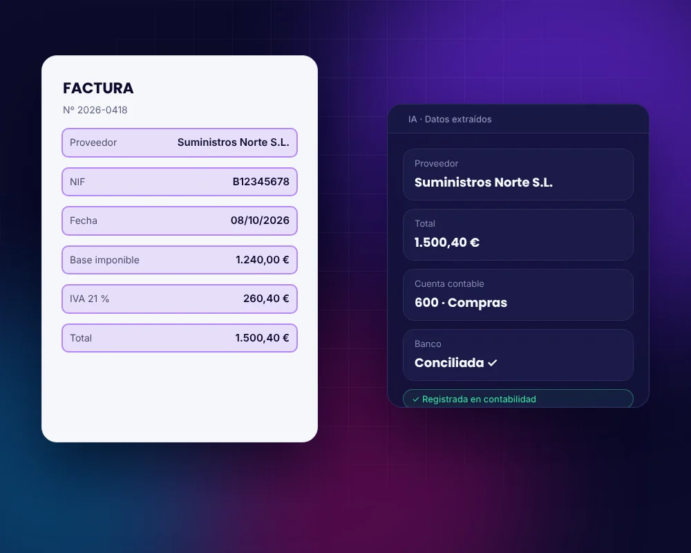 Automatización de facturas con lectura por IA y conciliación bancaria